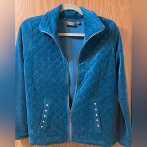 Onque Casual Women’s Jacket, Green,Size PS, Dark Green/Turquoise w/ Rhinestones